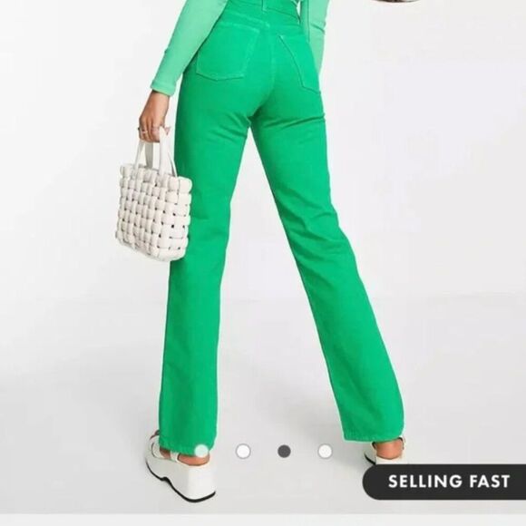 Topshop Green Jeans size W28 L32 US 6 - Picture 2 of 11